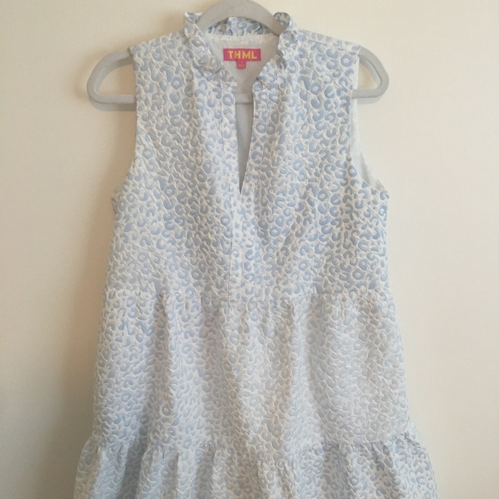 Blue & White Cheetah Print THML Dress Small
